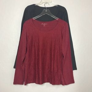 BUNDLE Eddie Bauer Long Sleeve Lace T-shirt Size L